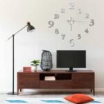 VidaXL 3D wall clock modern XXL 100 cm silver-colored