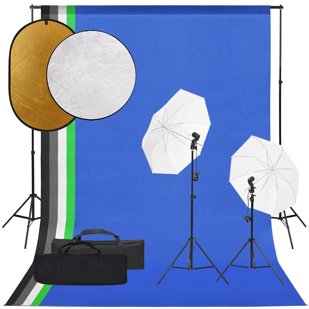 8720286813300_a_en_hd_1.jpg Vidaxl Photo Studio Kit with Light Set, Backdrop, and Reflector - Image 1