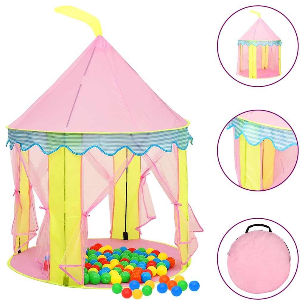 8720287065517_a_en_hd_1.jpg Vidaxl Children's Play Tent with 250 Balls 100x100x127 cm Pink - Image 1