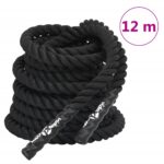 Vidaxl battle rope black 12 m 9 kg polyester
