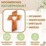 Olive wood wall cross with heart - Image 2