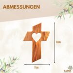 Olive wood wall cross with heart - Image 3