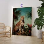 Dschungel Poster · Geschenkidee · Tropischer Regenwald Palmen Papageien und Leopard · Dekoprint ohne Rahmen - Image 33