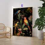 Dschungel Poster · Geschenkidee · Tropischer Regenwald Palmen Papageien und Leopard · Dekoprint ohne Rahmen - Image 69