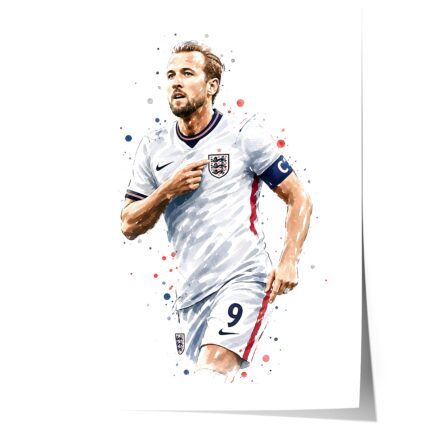 England Fussball Poster  · Geschenkidee · Aquarell Sport Wandbild · Deko Print ohne Rahmen