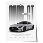Grauer Sportwagen Poster · Geschenkidee · Luxus Coupé Wandbild · Deko Print ohne Rahmen
