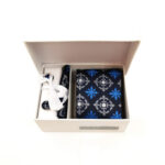 Blue Silver Geometric Tie & Cufflinks Set - Image 5
