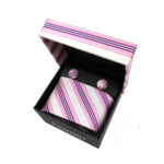 Pink Regimental Stripes Tie & Cufflinks Set - Image 3