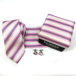 Pink Regimental Stripes Tie & Cufflinks Set - Image 2
