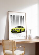 Sportwagen Poster Gelb · Geschenkidee · Performance Coupé Wandbild · Deko Print ohne Rahmen - Image 3