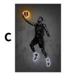 Poster Basketballspieler mit Neon Ball als Deko Print ohne Rahmen - Image 23