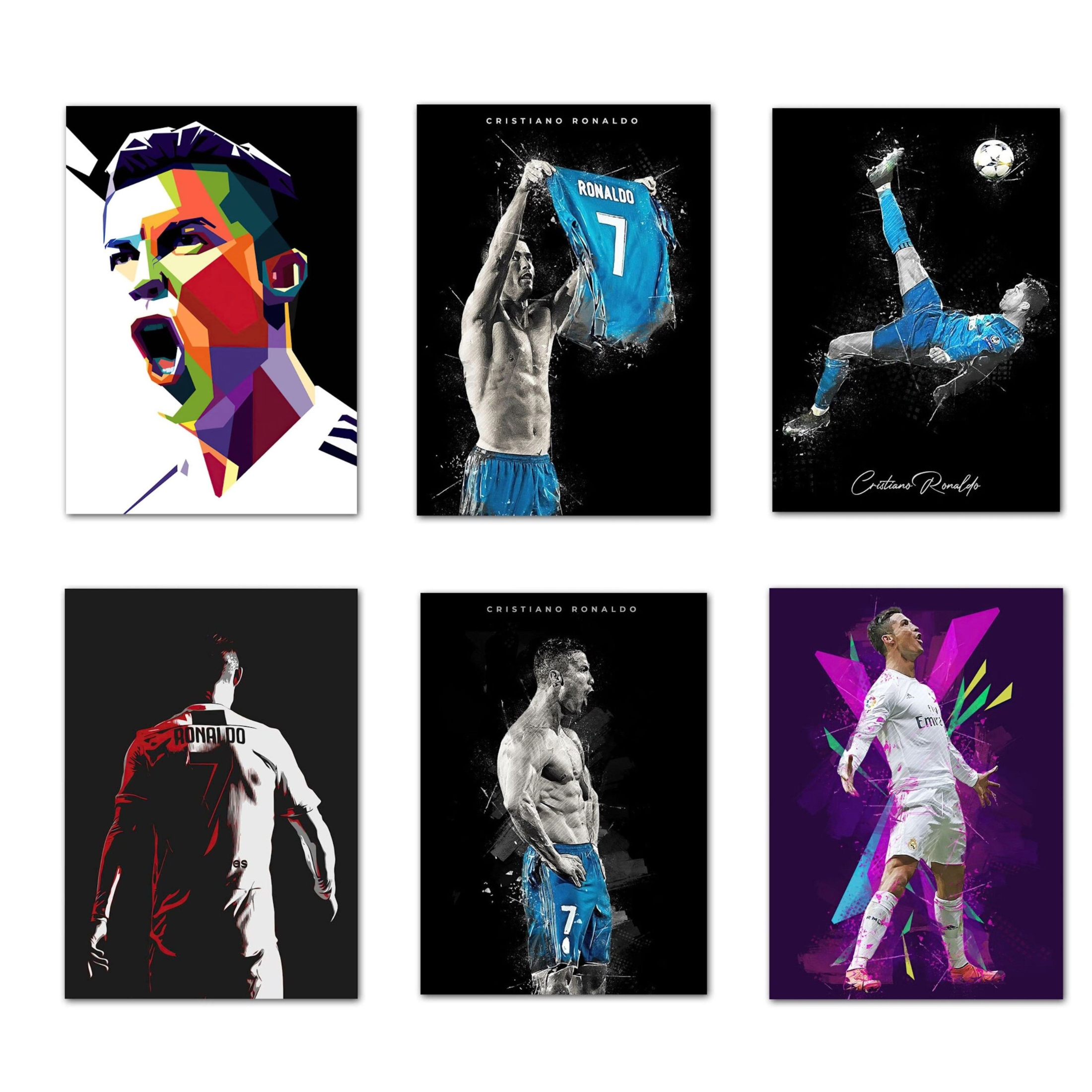 christiano_Ronaldo.png Poster Fußball Christiano Ronaldo Jubel mit Pokal als Deko Print ohne Rahmen - Image 1