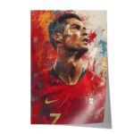Fußball Legende Ronaldo Portugal · Dynamisches Kunstposter im Splash Art Stil · Wanddeko für Fans · Druck ohne Rahmen