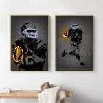 Poster Football Spieler mit Neon leuchtenden Ball und Helm als Deko Print ohne Rahmen - Image 3