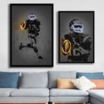 Poster Football Spieler mit Neon leuchtenden Ball und Helm als Deko Print ohne Rahmen - Image 2
