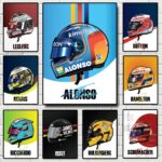 Poster Formel 1 Helm Rennfahrer Name Unterschrift · Deko Print ohne Rahmen