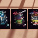 Poster Formel 1 Helme Rennfahrer Fahrernummer · Deko Print ohne Rahmen