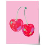 Kirschen Poster  · Rote Kirschen Illustration · Minimal Fruit Art · Ästhetische Wandkunst · Modernes Obst Design · Print ohne Rahmen
