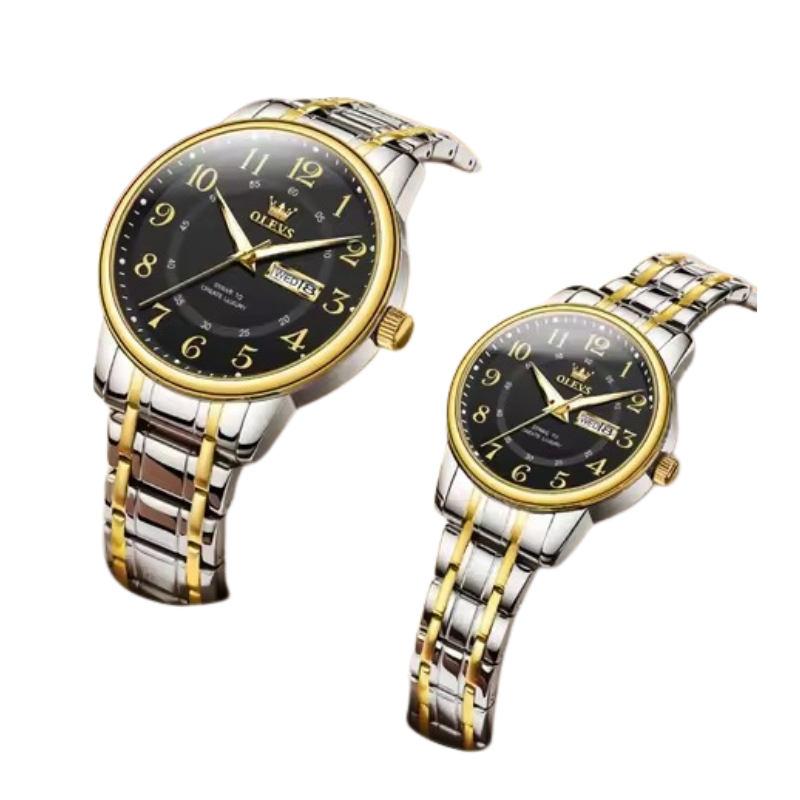 sample_product_18_d06a1867-1509-456c-8b48-83443ee2f13d.png Quartz Couple Watch Stainless Steel Waterproof Pair (Gold Black) - Image 1
