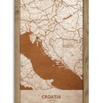 Wooden Map of Croatia, Country Map in oak frame