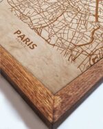 Wooden Street Map of Paris - Urban City Plan, in an oak frame - Image 4