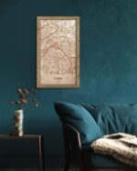 Wooden Street Map of Paris - Urban City Plan, in an oak frame - Image 5
