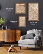 Wooden Street Map of Paris - Urban City Plan, in an oak frame - Image 3